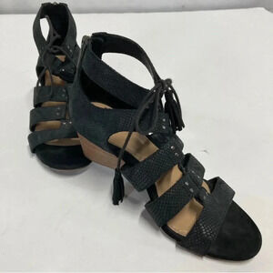 UGG Womens 1015067 Yasmin Snake Gladiator Wedge Sandal Black Leather Size 6